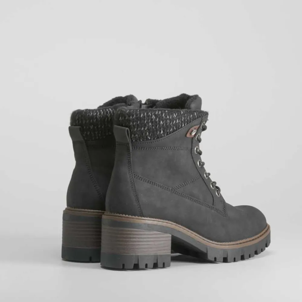 New Botín tacón con cordón negro Mujer Botines Tacón