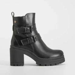 Outlet Botín tacón con plataforma hebillas Mujer Botines Tacón