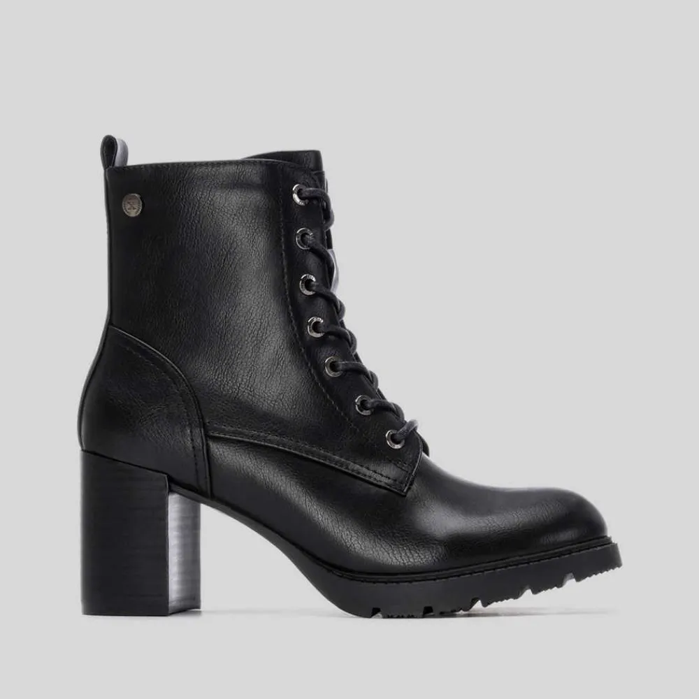 Online Botín tacón cordón negro Mujer Botines Tacón