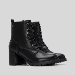 Online Botín tacón cordón negro Mujer Botines Tacón