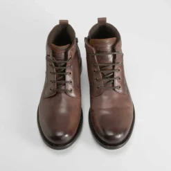 Online Botín tacón cordón piel marrón Hombre Botas