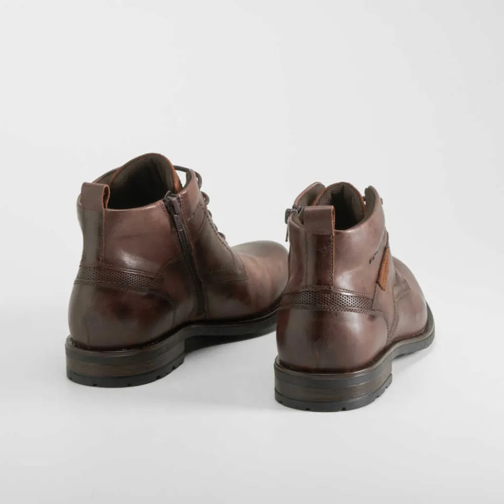 Online Botín tacón cordón piel marrón Hombre Botas