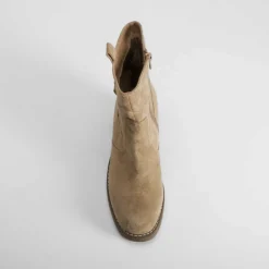 Sale Botín tacón crepe beige Mujer Botines Tacón