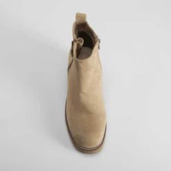 Sale Botín tacón crepe cremallera beige Mujer Botines Tacón