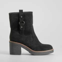 Sale Botín tacón crepe negro Mujer Botines Tacón