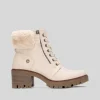 Botín tacón cuello pelo beige Mujer Botines Tacón