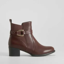 Discount Botín tacón elástico marrón oscuro PICCOLA PIU Mujer Botines Tacón