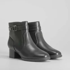 Outlet Botín tacón medio negro Mujer Botines Tacón