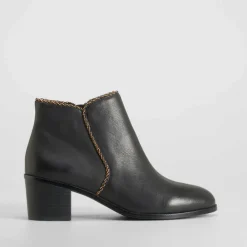 Sale Botín tacón medio piel negro Mujer Botines Tacón