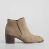 Discount Botín tacón medio piel taupe Mujer Botines Tacón