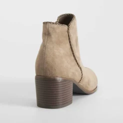 Discount Botín tacón medio piel taupe Mujer Botines Tacón