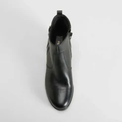 New Botín tacón medio plataforma piel negro Mujer Botines Tacón