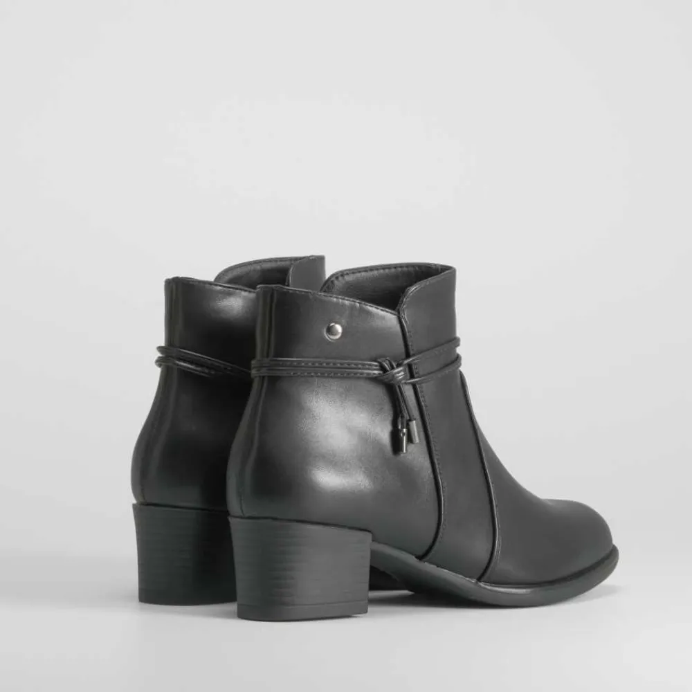 Outlet Botín tacón negro cordón PICCOLA PIU Mujer Botines Tacón