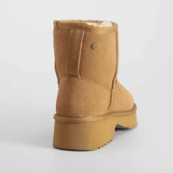 Clearance Botín tacón pelo piel beige Mujer Botines Tacón