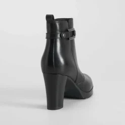 Discount Botín tacón plataforma piel negro Mujer Botines Tacón