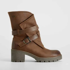 Best Botín tacón solapa diagonal marrón Mujer Botines Tacón