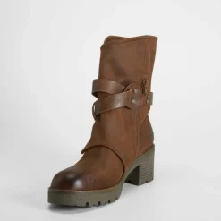 Best Botín tacón solapa diagonal marrón Mujer Botines Tacón