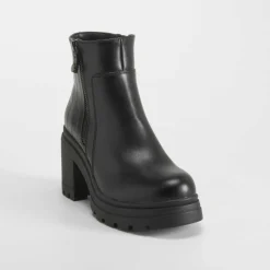 New Botín tacón track cremallera negro Mujer Botines Tacón