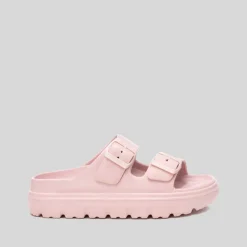 Hot Chancla con hebillas chunky rosa nude Mujer Chanclas