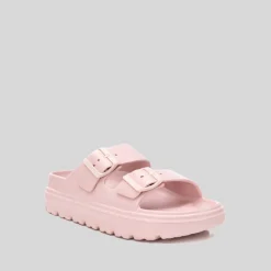 Hot Chancla con hebillas chunky rosa nude Mujer Chanclas