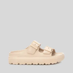 New Chancla con hebillas chunky beige Mujer Chanclas