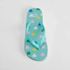 Online Chancla de dedo corazones y verde Chanclas