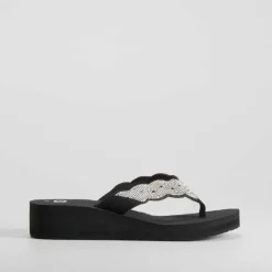 Discount Chancla de dedo de cuña negra Mujer Chanclas