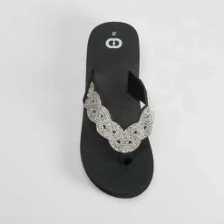 Discount Chancla de dedo de cuña negra Mujer Chanclas