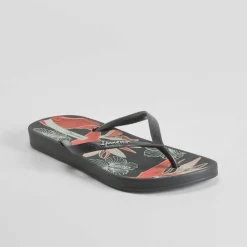Online Chancla de dedo floral negra Mujer Chanclas
