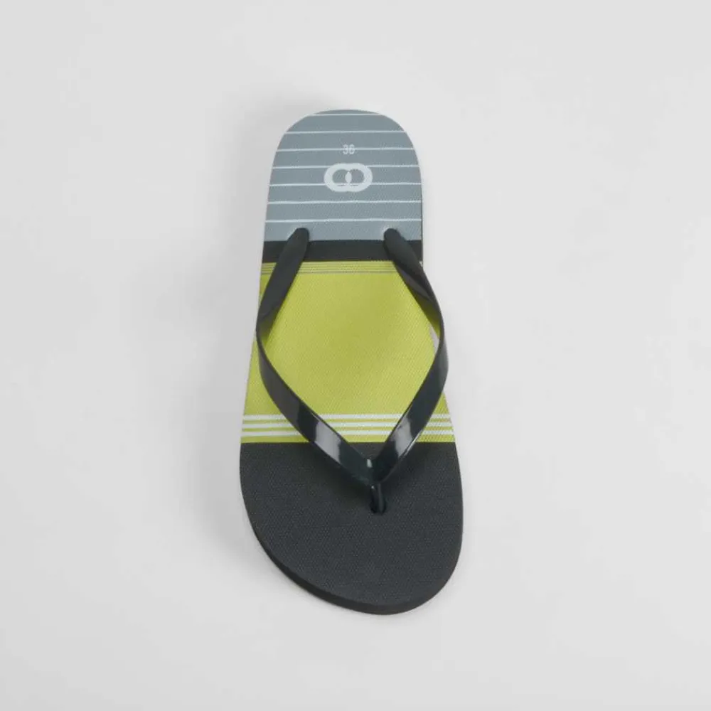 Chancla de dedo tricolor lima y negra Chanclas