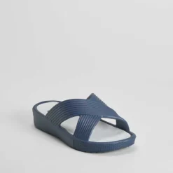 New Chancla de playa de cuña cruzada azul Mujer Chanclas