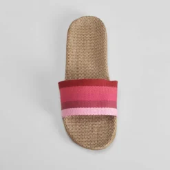 Chancla de playa rafia y textil rosa Mujer Chanclas