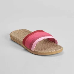Chancla de playa rafia y textil rosa Mujer Chanclas