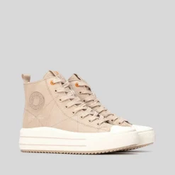 New Deportiva alta beige Mujer Botines Planos