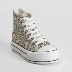 Online Deportiva alta plataforma serpiente gris Mujer Zapatillas Altas|Básicos X Menos