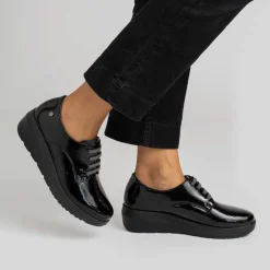 Best Deportiva casual cordón charol negra Mujer Zapatos Confort|Bluchers