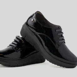 Best Deportiva casual cordón charol negra Mujer Zapatos Confort|Bluchers