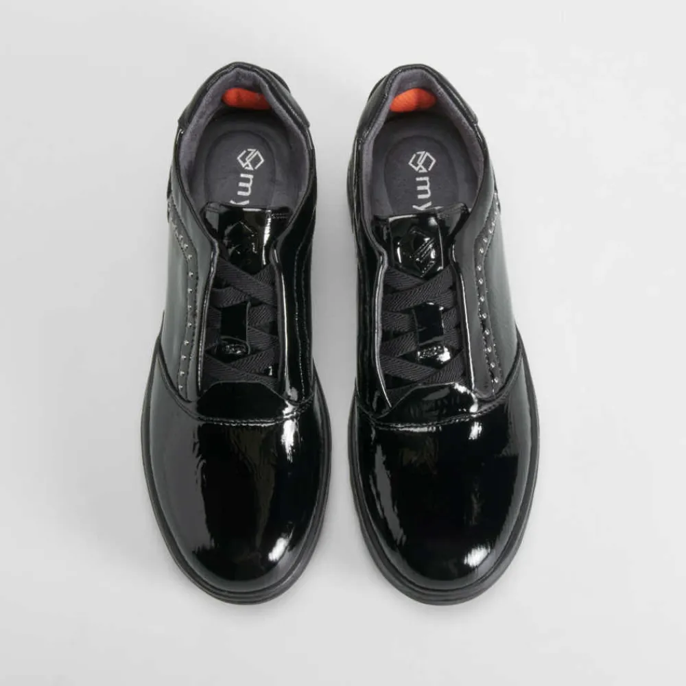 Hot Deportiva casual cordón elástico negra Mujer Zapatos Confort|Zapatos Planos