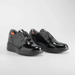 Hot Deportiva casual cordón elástico negra Mujer Zapatos Confort|Zapatos Planos