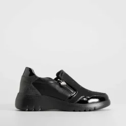 Online Deportiva casual cremallera negra Mujer Zapatos Confort|Zapatos Planos