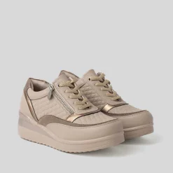 Discount Deportiva casual cremallera lateral beige Mujer Sneakers