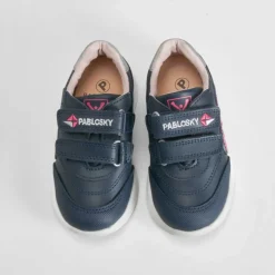 Clearance Deportiva piel tres velcros azul marino Zapatillas Deportivas