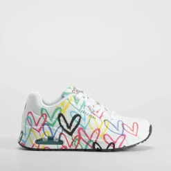 Outlet Deportiva UNO blanca dibujo multicolor Mujer Zapatillas Deportivas