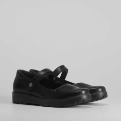 Hot Mercedita negra cuña baja Mujer Zapatos Confort|Zapatos Planos