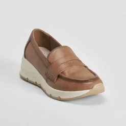 Outlet Mocasín cuña beige Mujer Zapatos Confort|Mocasines