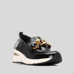 Best Mocasín cuña cadena negro Mujer Mocasines