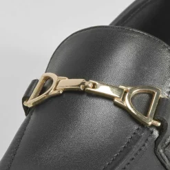 Online Mocasín de piel negro Mujer Mocasines