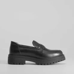 Discount Mocasín de piel negro Mujer Zapatos Confort|Mocasines