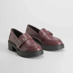 Clearance Mocasín hebilla burdeos Mujer Mocasines