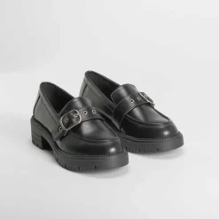 Outlet Mocasín hebilla negro Mujer Mocasines
